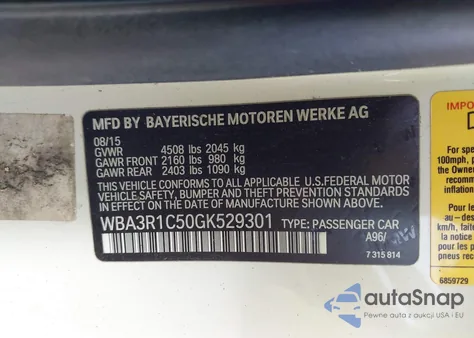 2016 BMW 435I z USA, uszkodzony, nr VIN WBA3R1C50GK529301